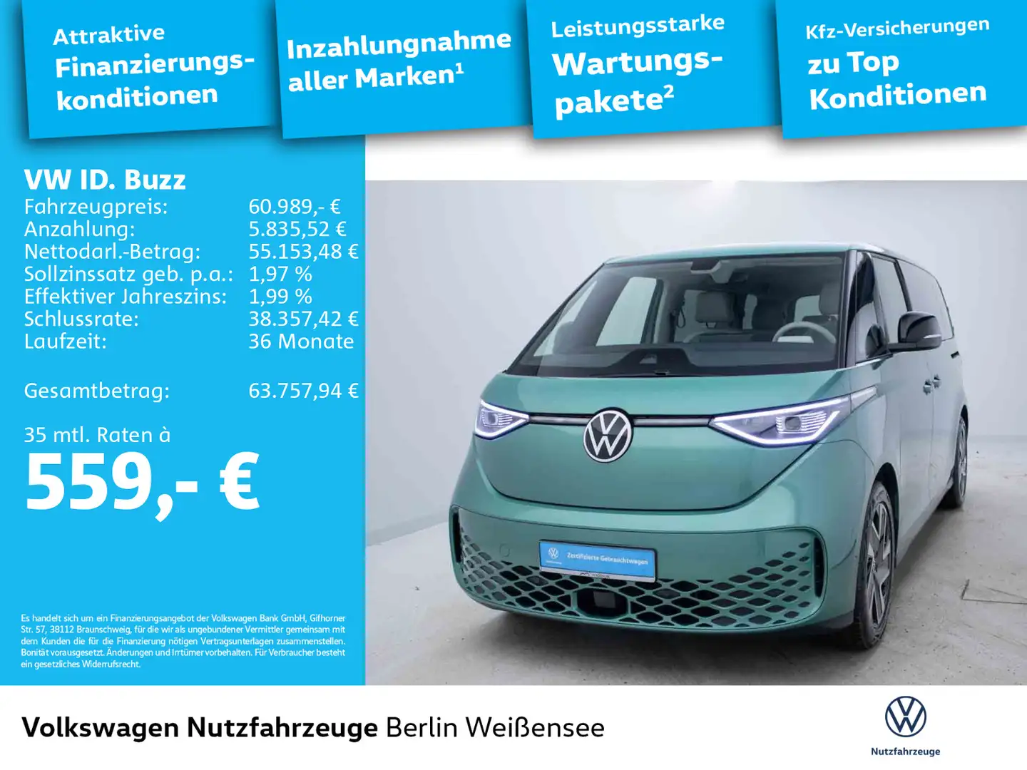 Volkswagen ID. Buzz ID.Buzz Pro LR *DSG*RFK*AHK*IQ.LIGHT*NAV*7-SITZ* Grün - 2