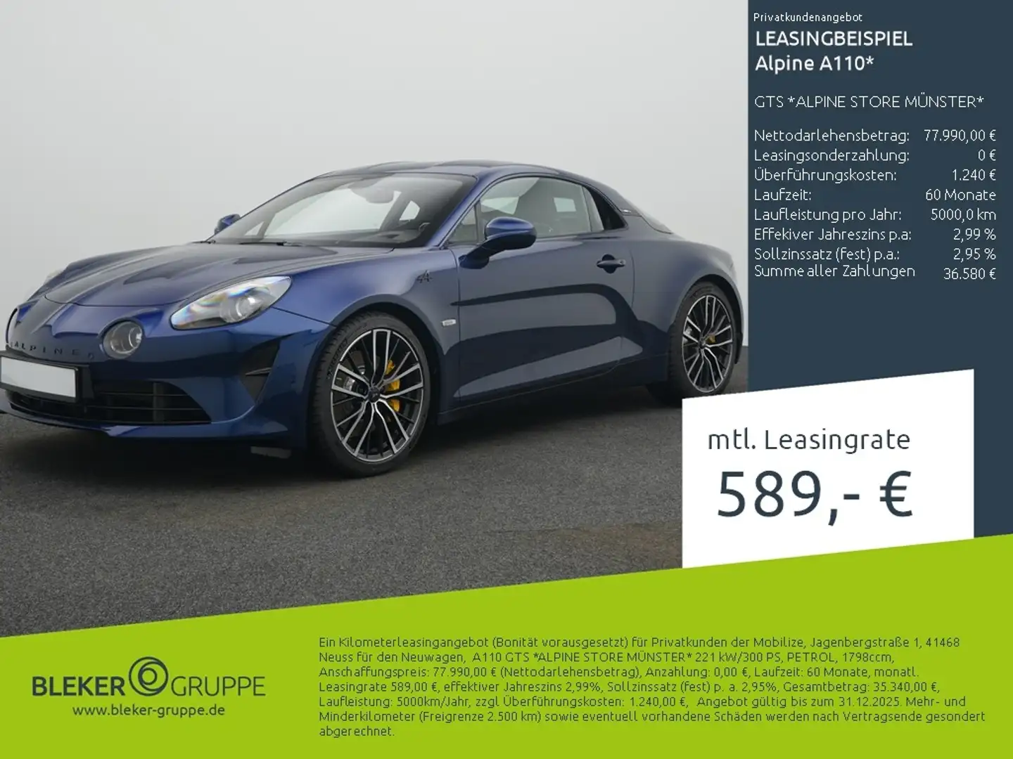 Alpine A110 GTS *ALPINE STORE MÜNSTER* Bleu - 2