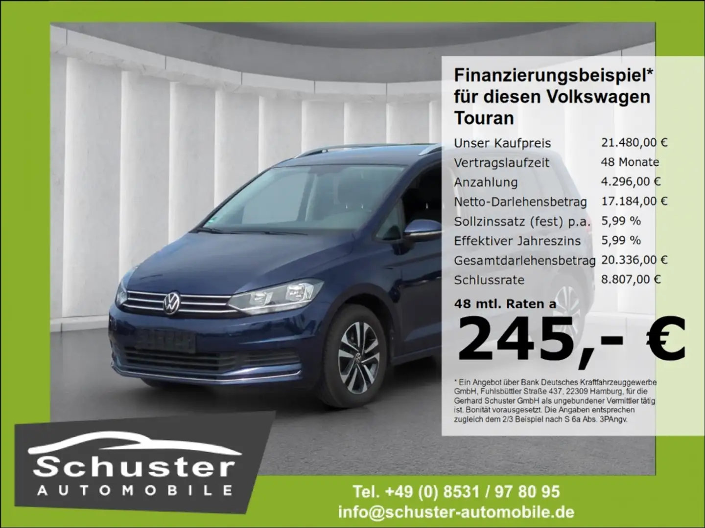 Volkswagen Touran UNITED 2.0TDI*AHK ACC Navi SHZ PDCv+h Alu Синий - 1