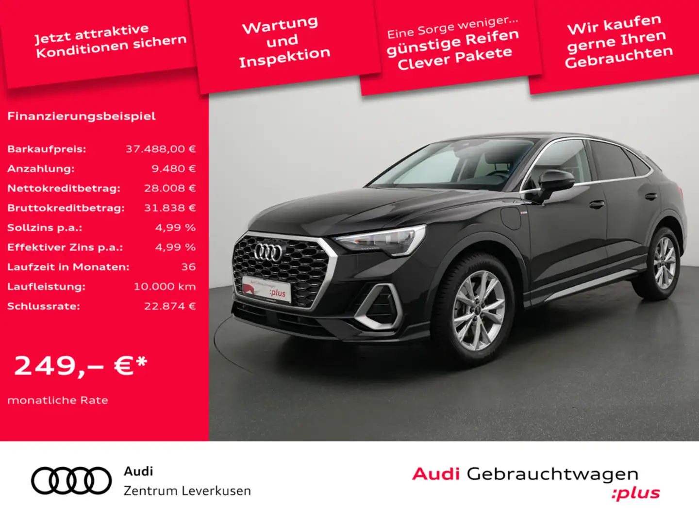 Audi Q3 Sportback e S line NAVI VIRT AHK ACC CARPL Schwarz - 1