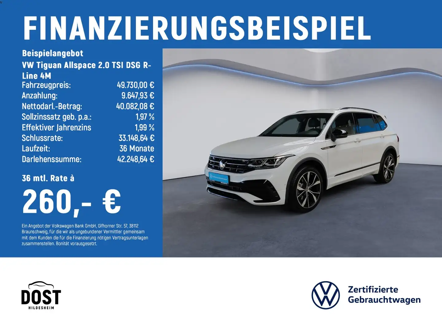 Volkswagen Tiguan Allspace 2.0 TSI DSG R-Line 4M AHK+NAVI Weiß - 2