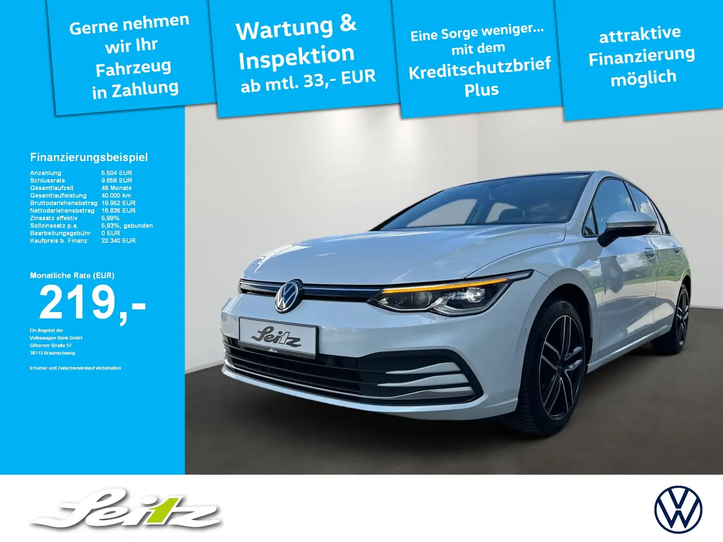 Volkswagen Golf VIII 2.0 TDI Active *PANO*MATRIX*PDC*NAVI* Blanc - 1
