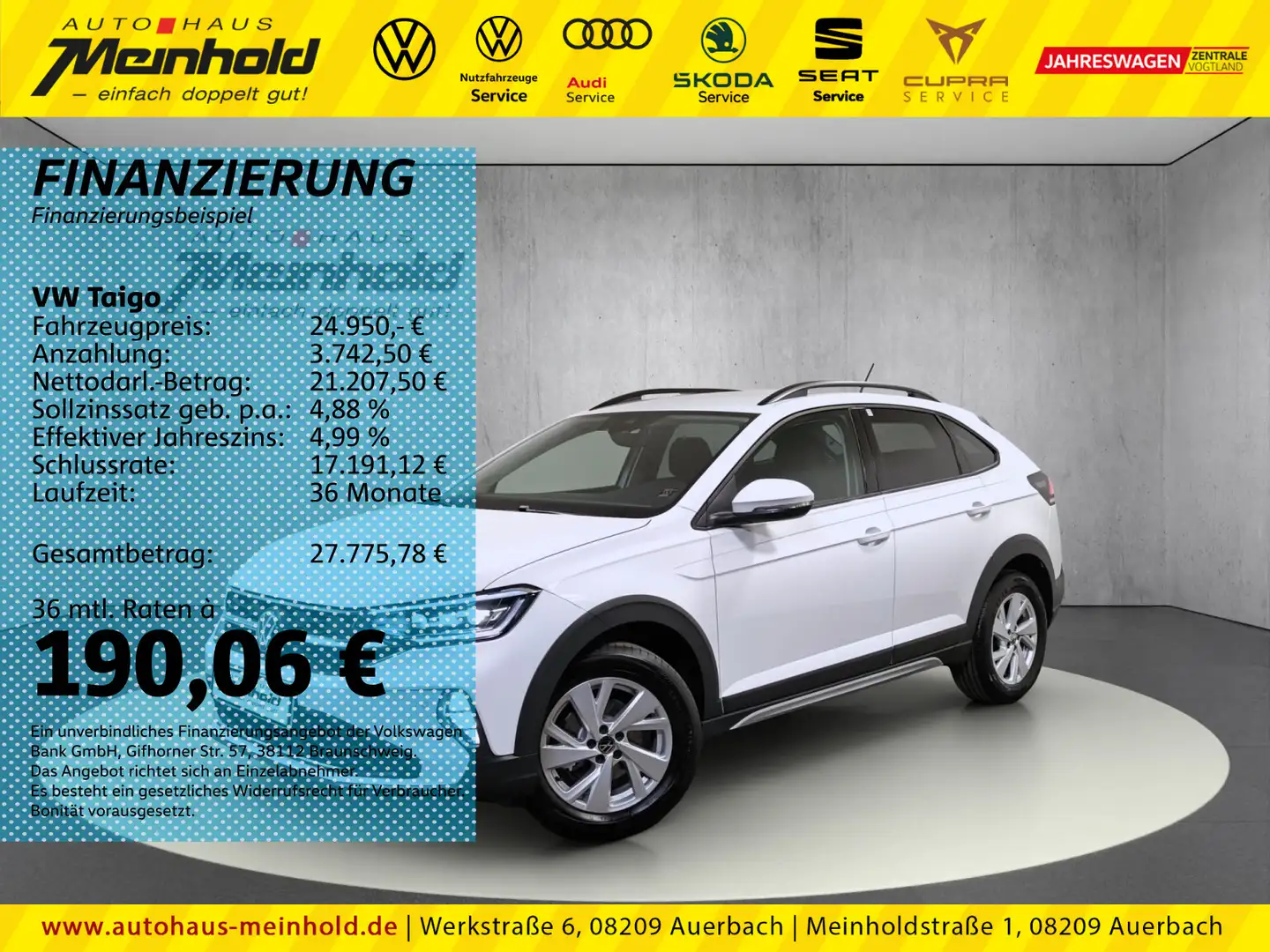 Volkswagen Taigo 1.0 TSI Life, Navi, Matrix LED, Sitzh. Weiß - 1