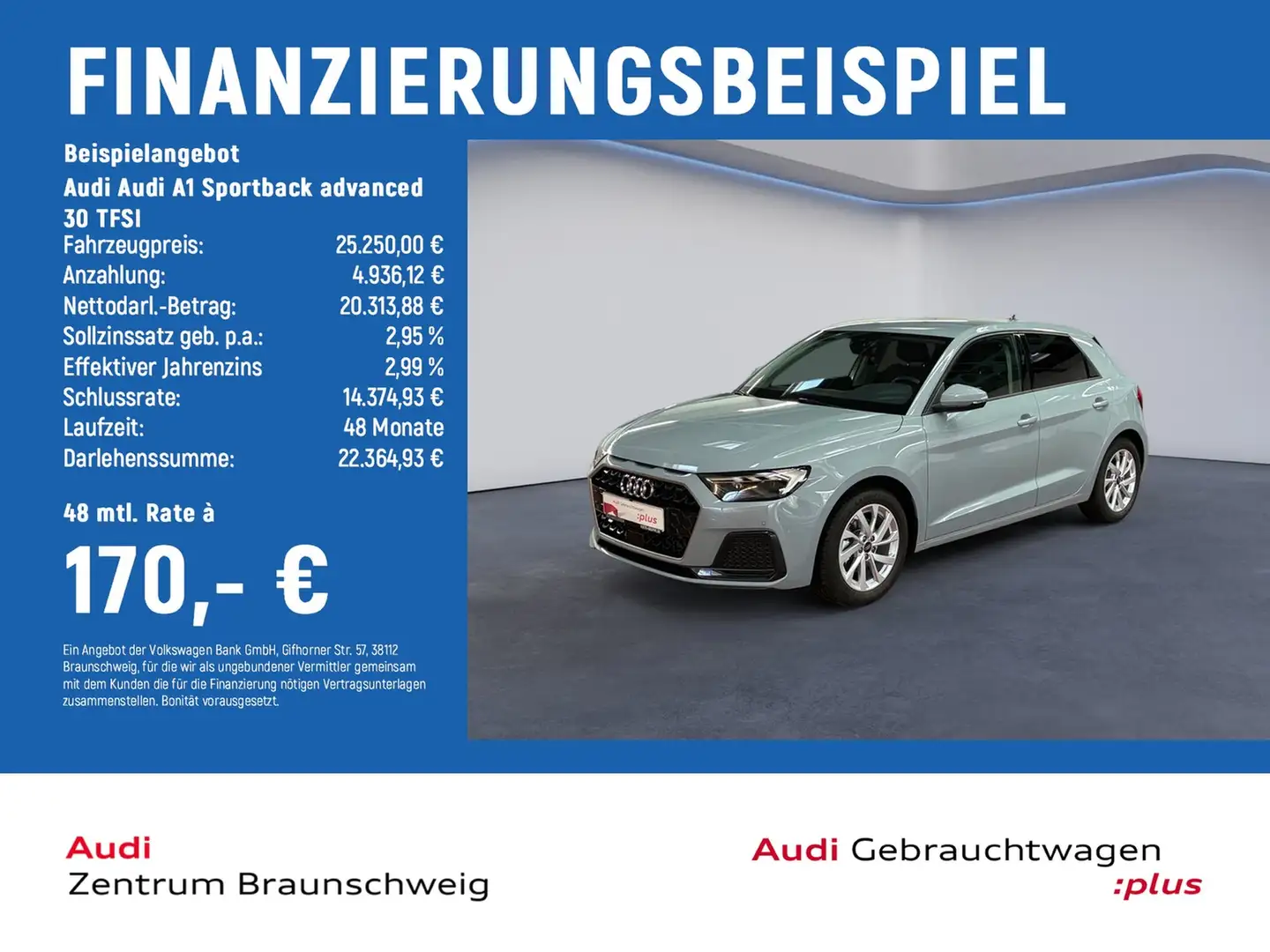 Audi A1 Sportback advanced 30 TFSI LED+GRA+PDC Grau - 2