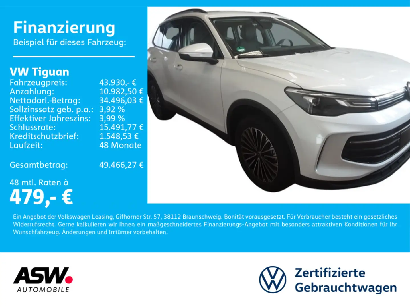 Volkswagen Tiguan Life 1.5 eHybrid DSG LED NAVI AHK RFK ACC Weiß - 1