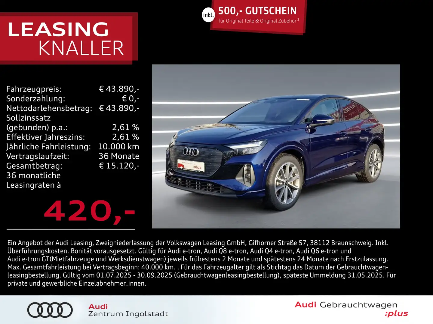 Audi Q4 e-tron Q4 Sportback e-tron 45 qu NAVI AHK 20" Advanced Albastru - 1