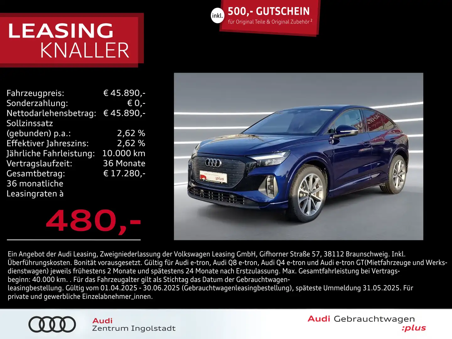 Audi Q4 e-tron Q4 Sportback e-tron 45 qu NAVI AHK 20" Advanced Blauw - 1