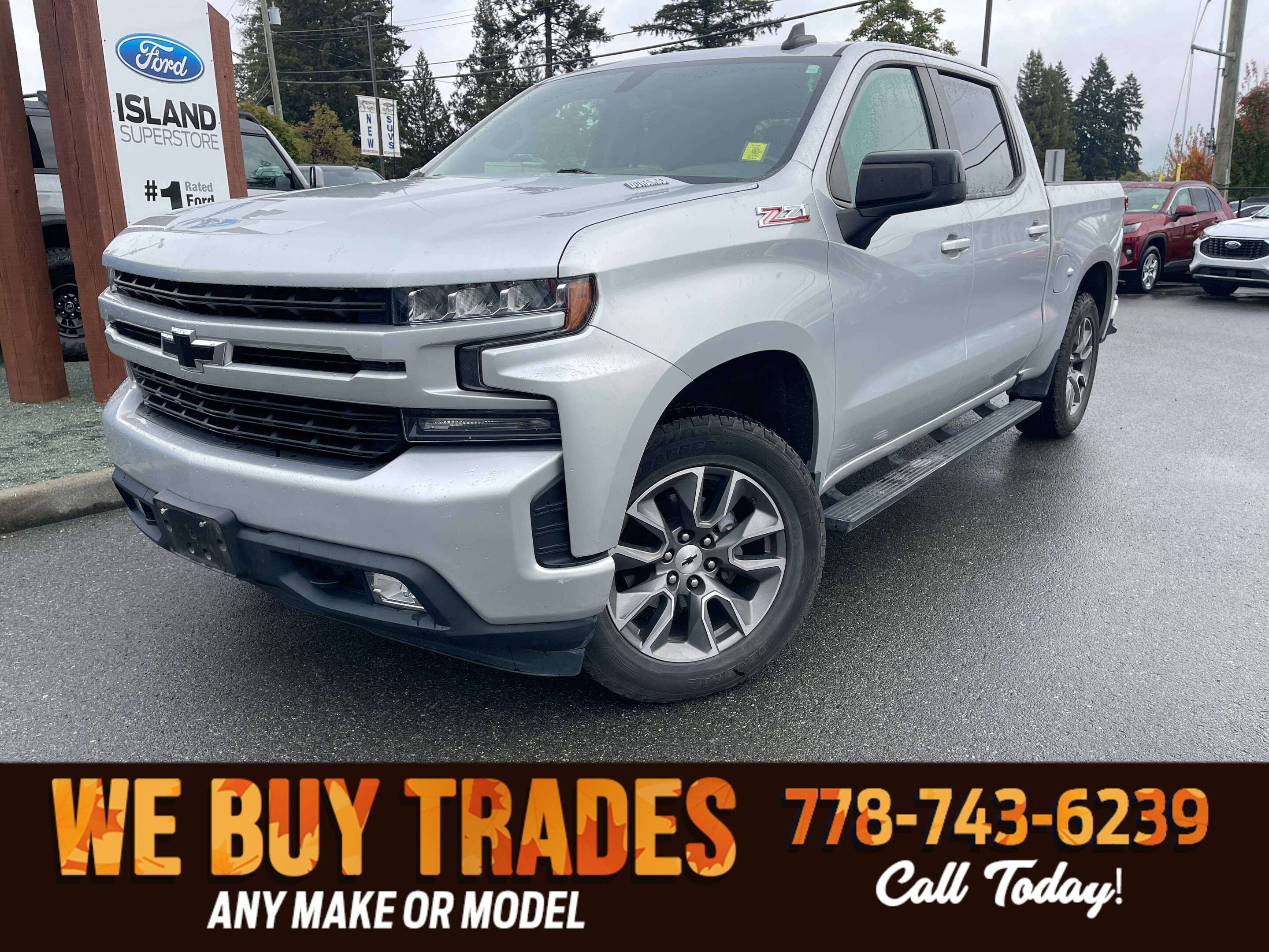 Silver 2021 Chevrolet Silverado 1500 Pickup Truck Four-Wheel Drive Automatic