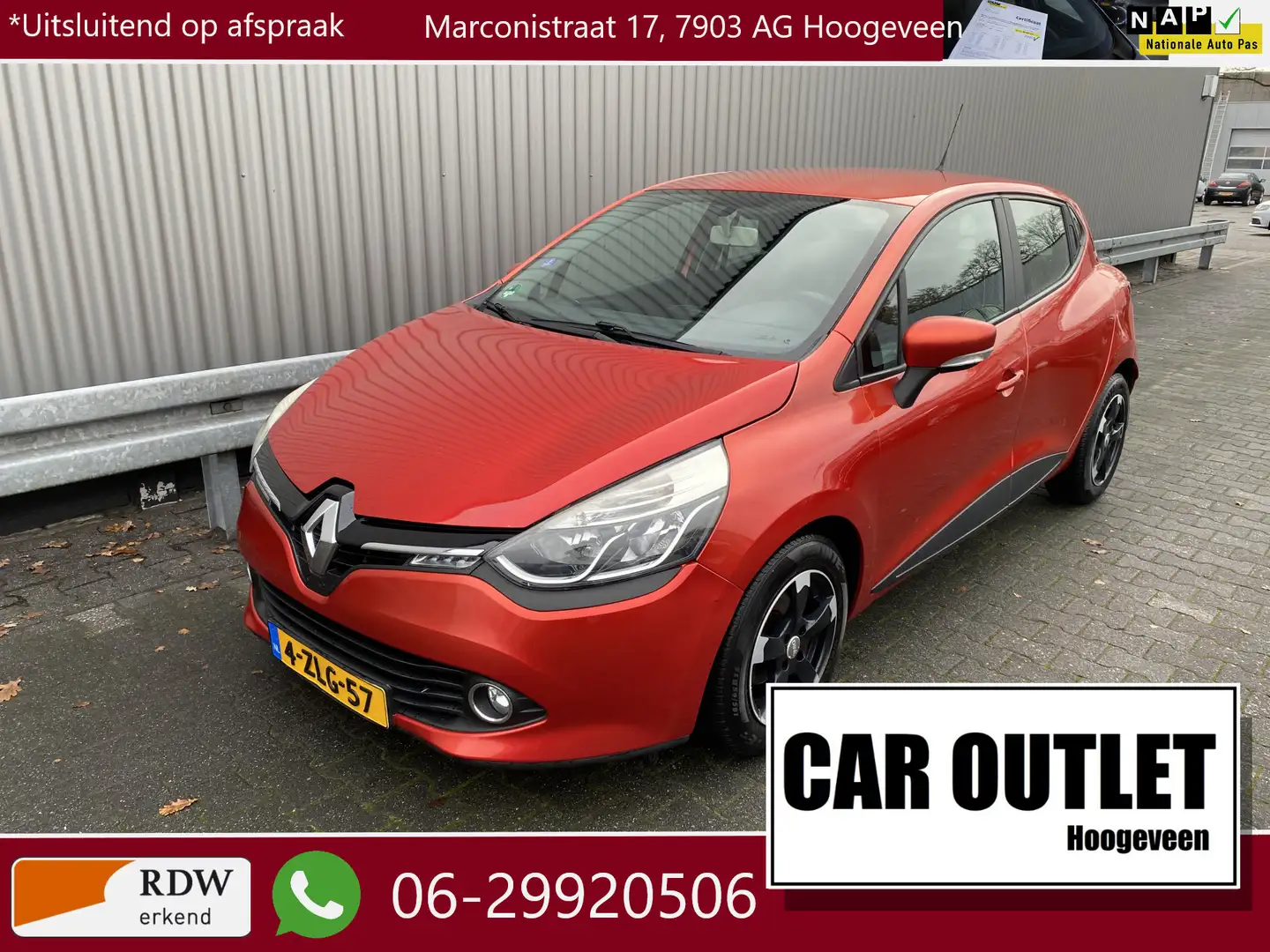 Renault Clio 1.2 Authentique 156Dkm, Navi, Clima, CC, Bluetooot Rood - 1