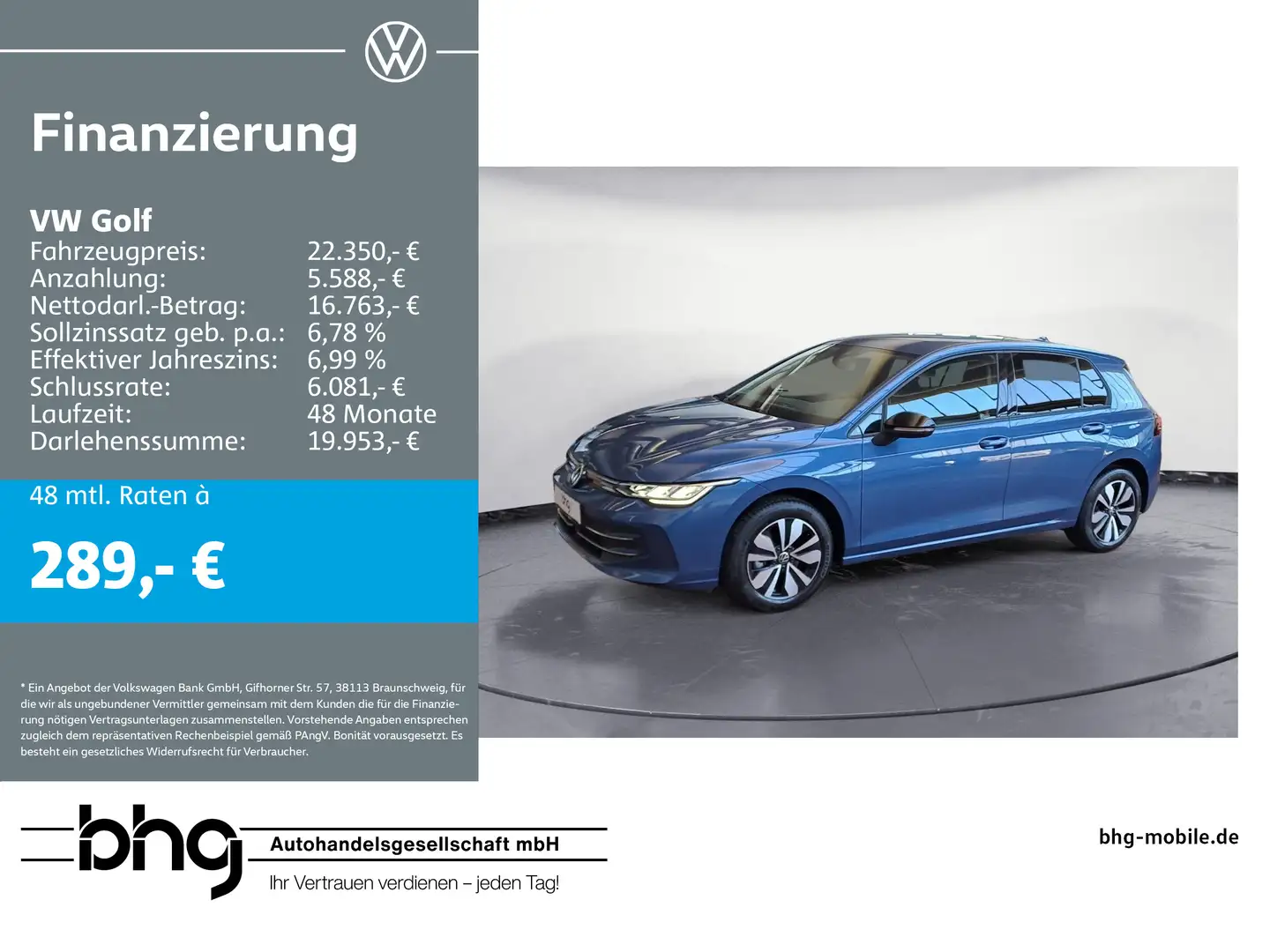 Volkswagen Golf 1.5 TSI *GOAL* *AHK*NAVI*SIDE & LANE-ASSIST Blauw - 1