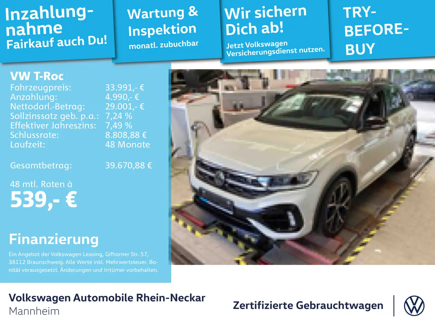Volkswagen T-Roc R 2.0 TSI 4Motion DSG Navi Pano Kamera uvm Grau - 1