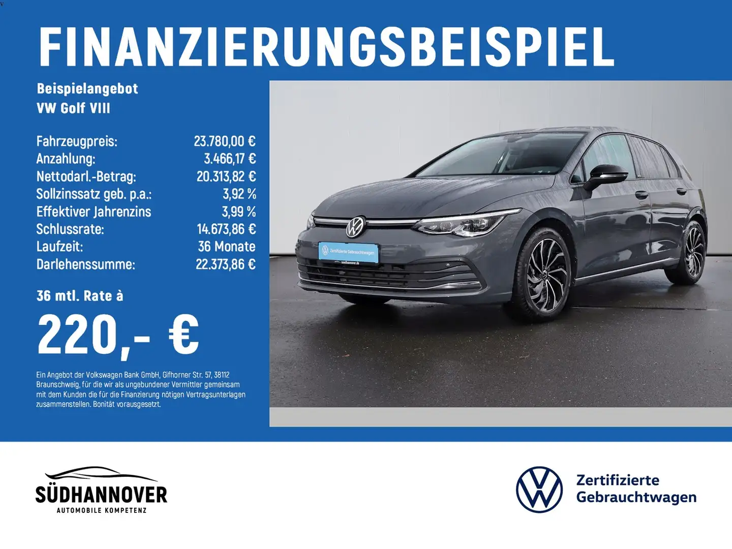 Volkswagen Golf VIII Active 1.5 TSI AHK+NAVI+LED+SHZ+PDC Grau - 2