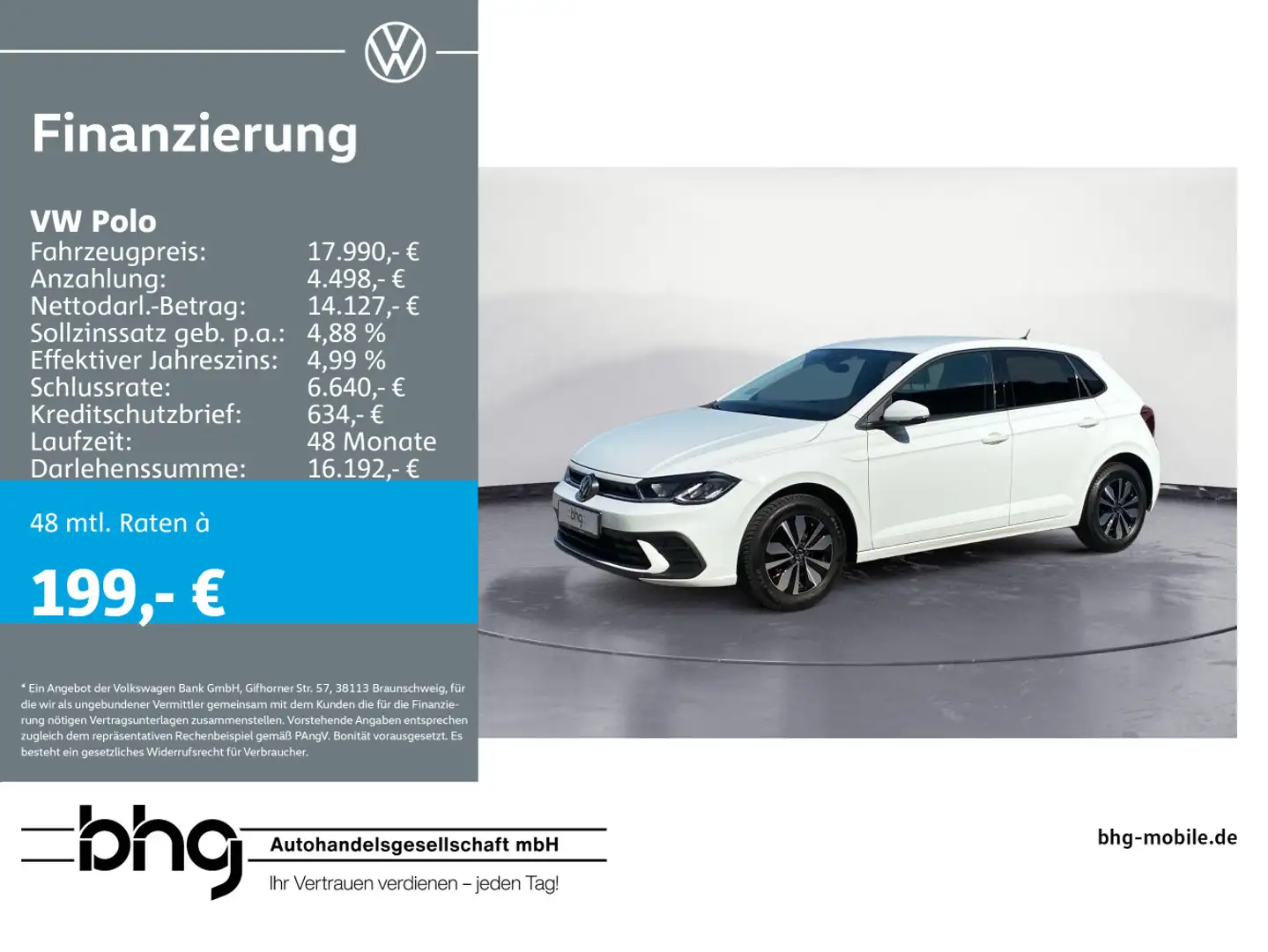 Volkswagen Polo 1.0 TSI OPF Move Weiß - 1