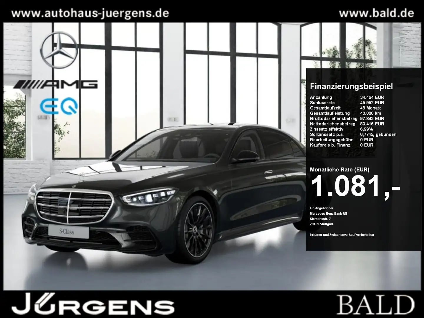 Mercedes-Benz S 580 e L AMG-Sport/Pano/Burm/Sitzklima/Airm/Key Grigio - 1