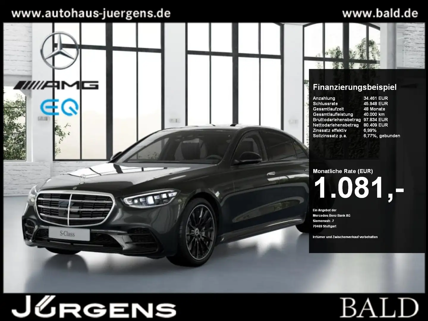 Mercedes-Benz S 580 e L AMG-Sport/Pano/Burm/Sitzklima/Airm/Key Grau - 1