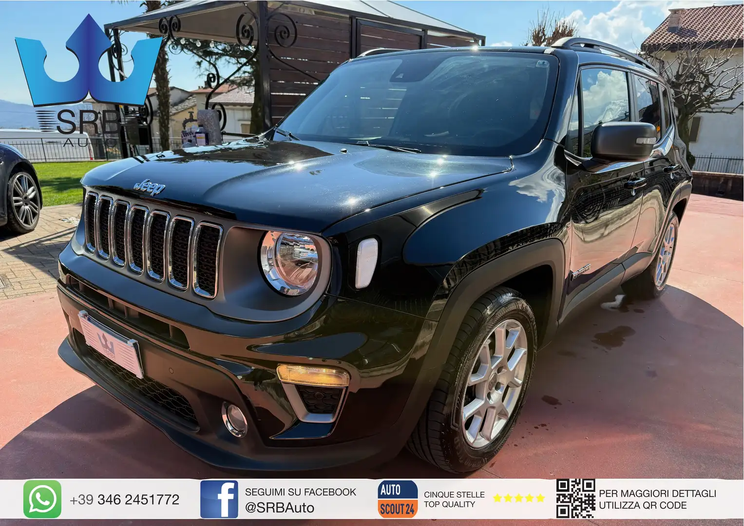 Jeep Renegade 1.3 t4 Limited 150cv * AUTOMATICO * PREZZO REALE Zwart - 1