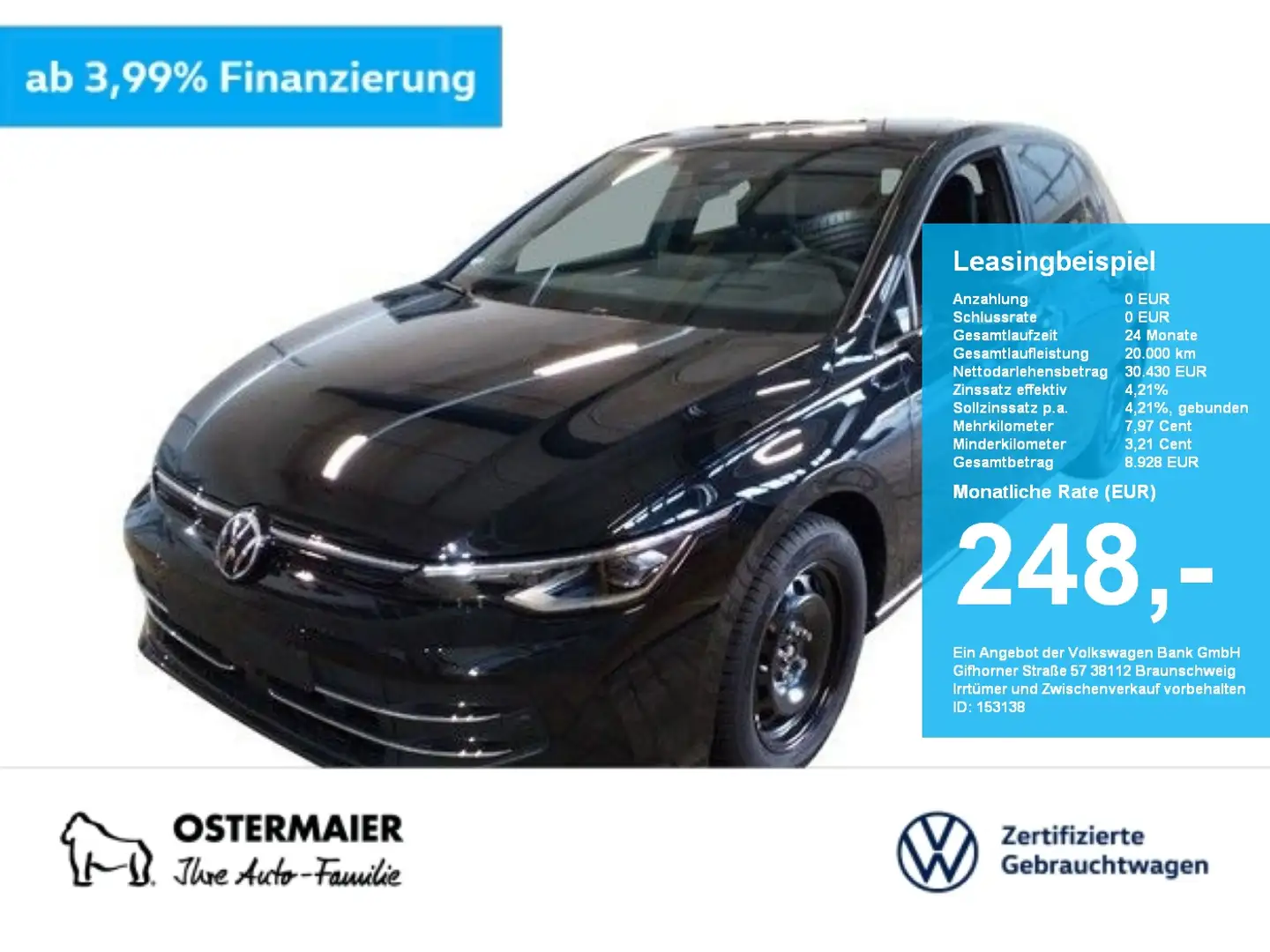 Volkswagen Golf VIII 50 JAHRE 1.5TSI 150PS 5J-G MATRIX.STDHZG.PANO Noir - 1