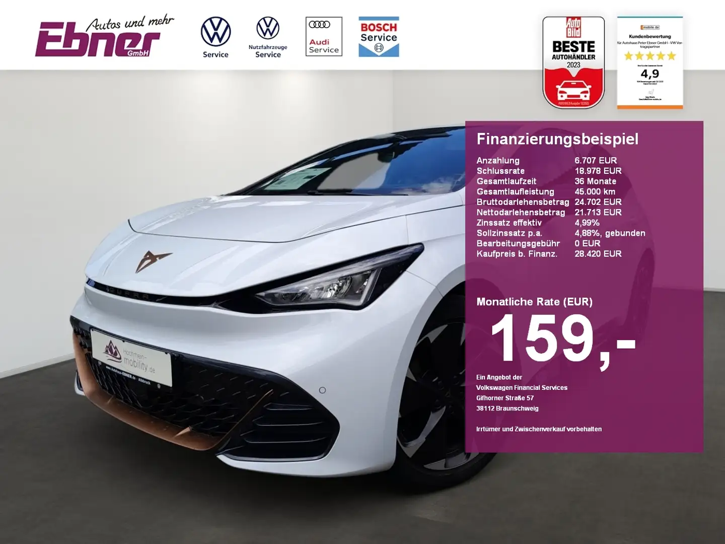 CUPRA Born eBOOST 231PS 82KW/h 550KM WPUMPE+ACC+KAMERA+LED+NA Weiß - 1