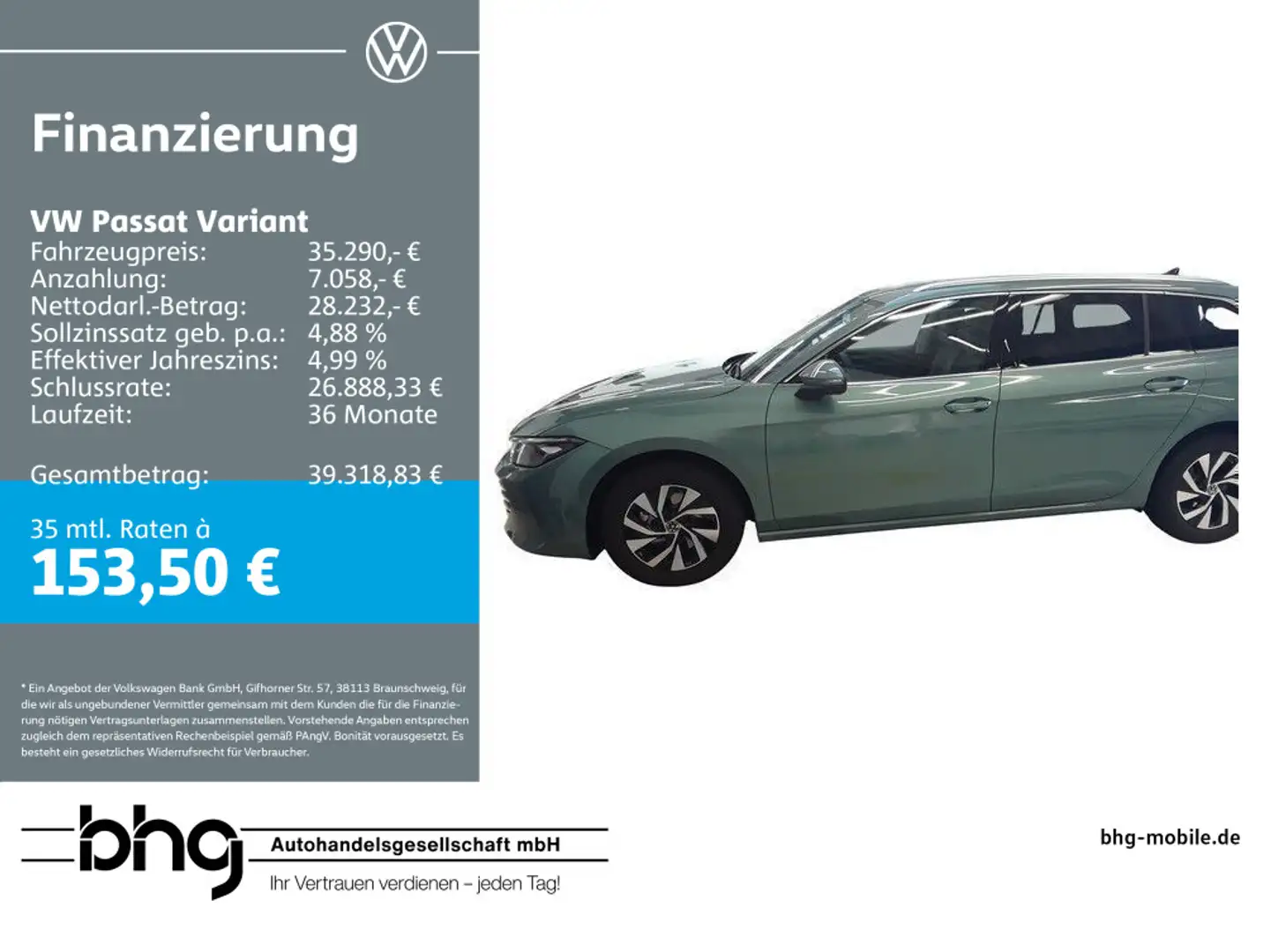 Volkswagen Passat Variant 1.5 e-TSI OPF DSG Business #HEAD- Grün - 1