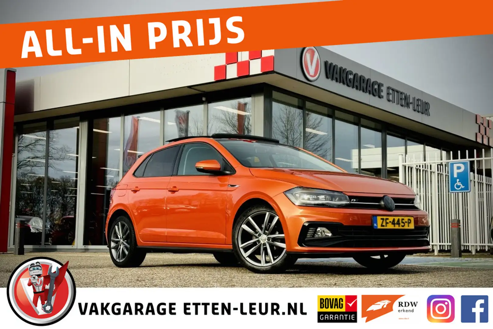Volkswagen Polo 1.0 TSI Highline R-Line / SCHUIFDAK / APPLE + ANDR Oranje - 1