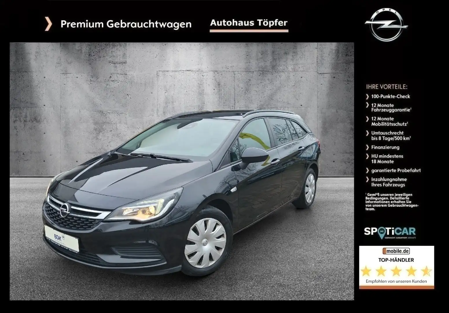 Opel Astra K ST Premium Business/Navi/Automatik/1Hand Czarny - 1