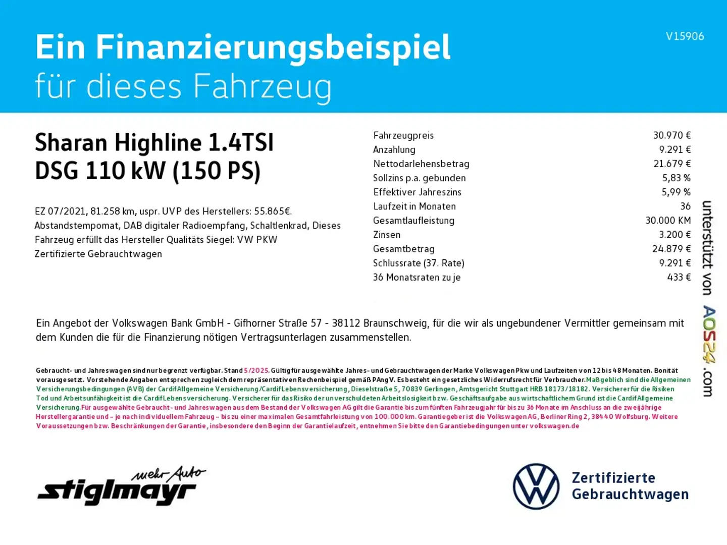 Volkswagen Sharan Highline 1.4TSI DSG BI-XENON+NAV+STANDHZG Blau - 2