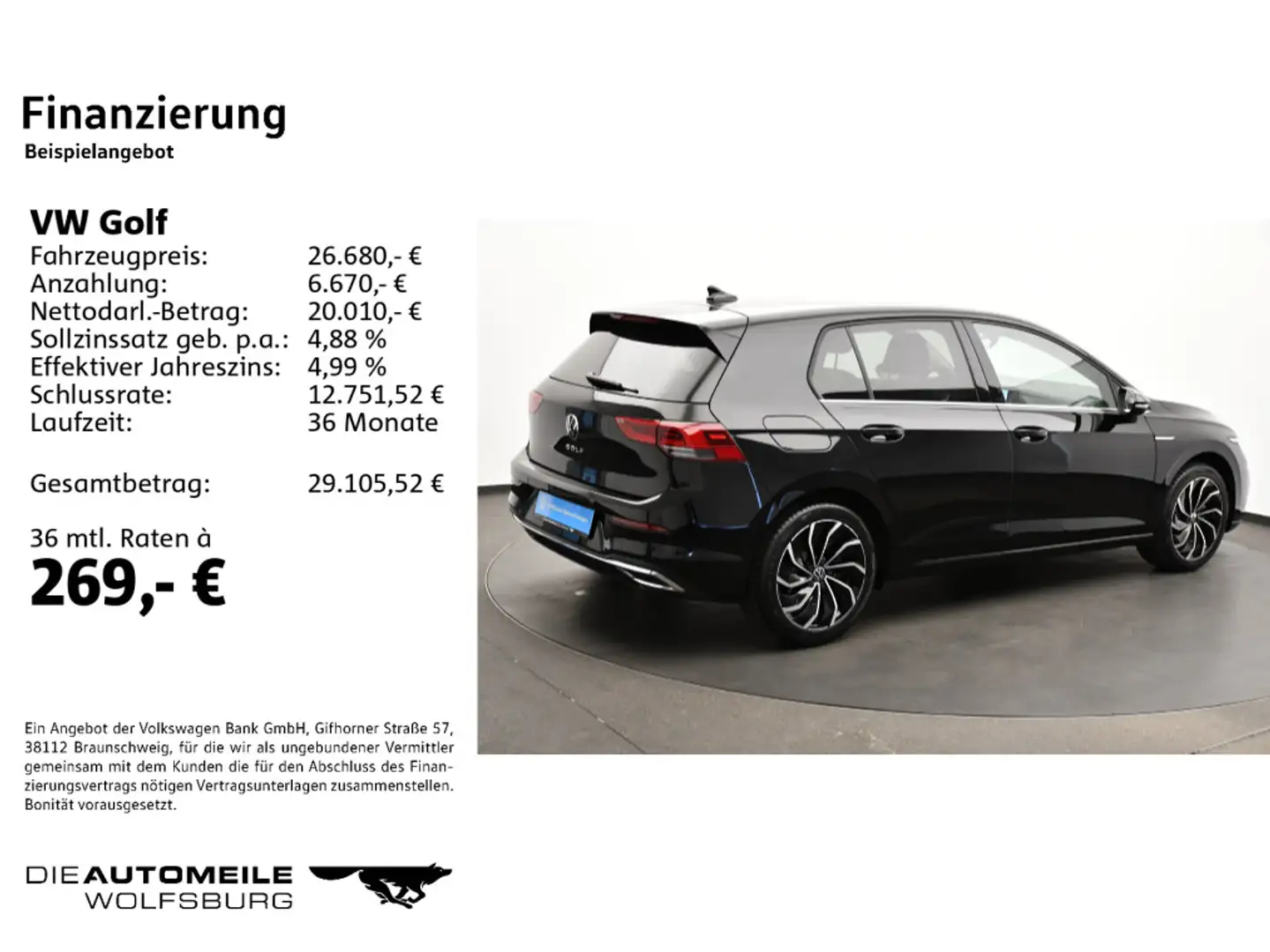 Volkswagen Golf 8 VIII 1.5 eTSI Style Rückkam/AHK/ Navi Noir - 2