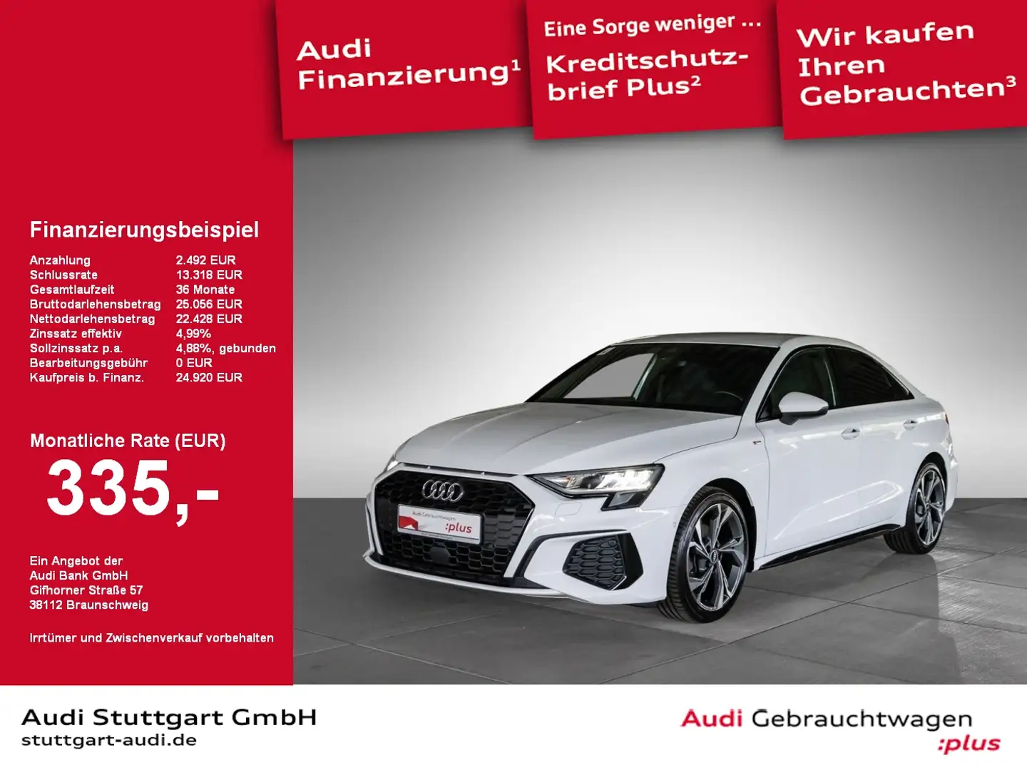 Audi A3 Limousine 30 TFSI S line LED virtCo Spurhalte Wit - 1