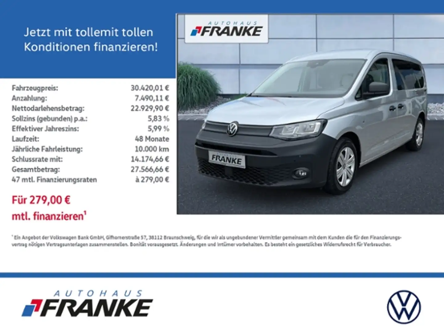 Volkswagen Caddy 1.5 TSI,7 Sitze,AHK ASG 06/28 KLIMA Silber - 1