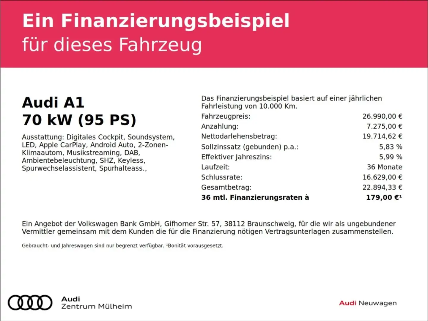 Audi A1 Sportback 25 TFSI S linedigitales Cockpit Soundsys Rot - 2