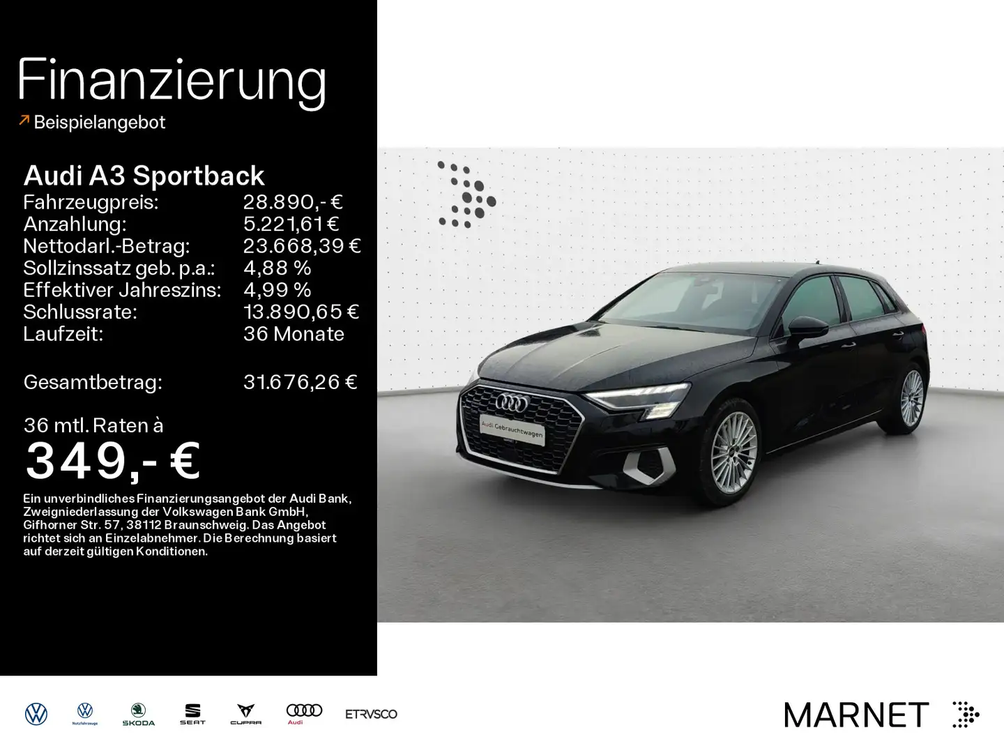 Audi A3 Advanced 40 TDI quattro*Navi*Matrix Schwarz - 1