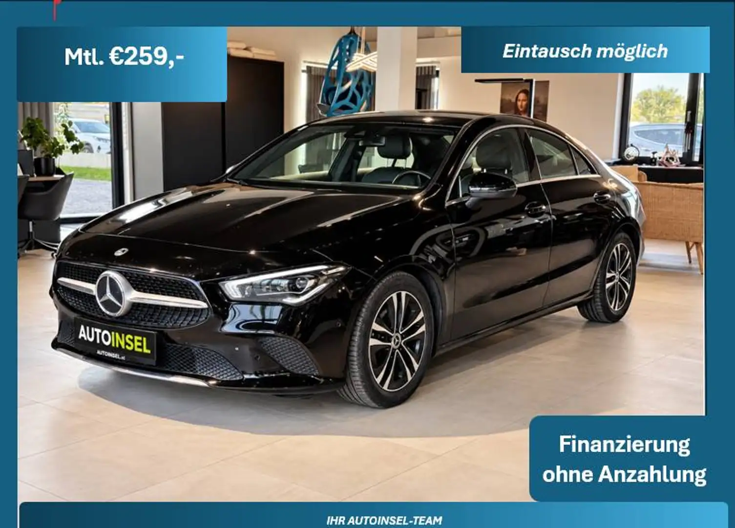 Mercedes-Benz CLA 200 CLA-200+Sitzheizung+Tempomat+Virtualcockpit+Ambiete+Navi+Kamera+Spurhalte-Assistent+1.Besitz Schwarz - 1