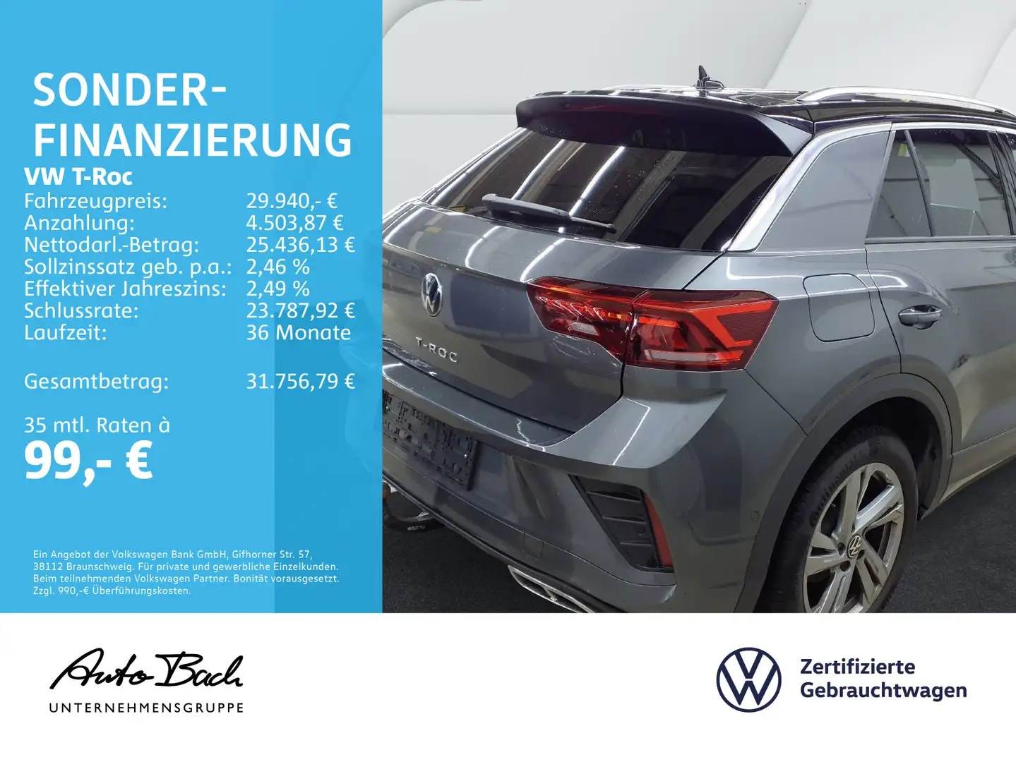 Volkswagen T-Roc 1.5 TSI DSG R-Line, AHK, Navi, LED, Rückfa Grau - 2