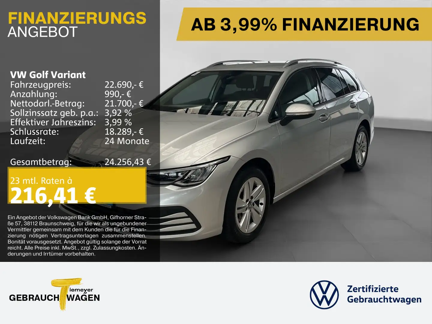 Volkswagen Golf Variant 2.0 TDI DSG LIFE NAVI KAMERA ACC SI Silber - 1