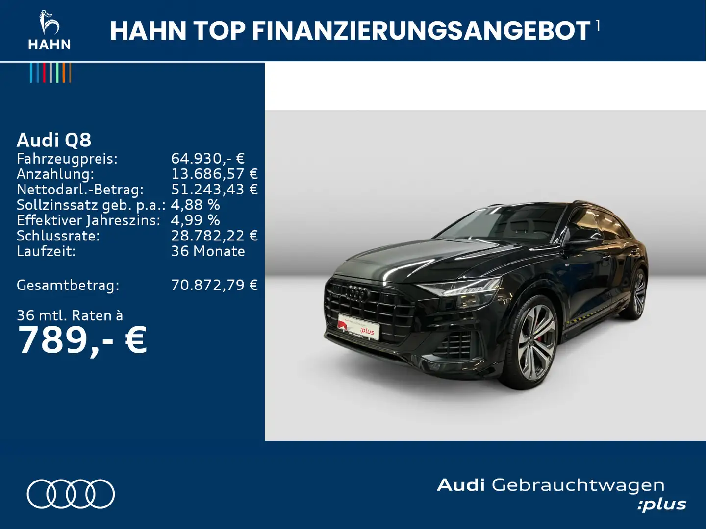 Audi Q8 55 TFSIe quattro S line HD Matrix B&O HUD ACC Schwarz - 2