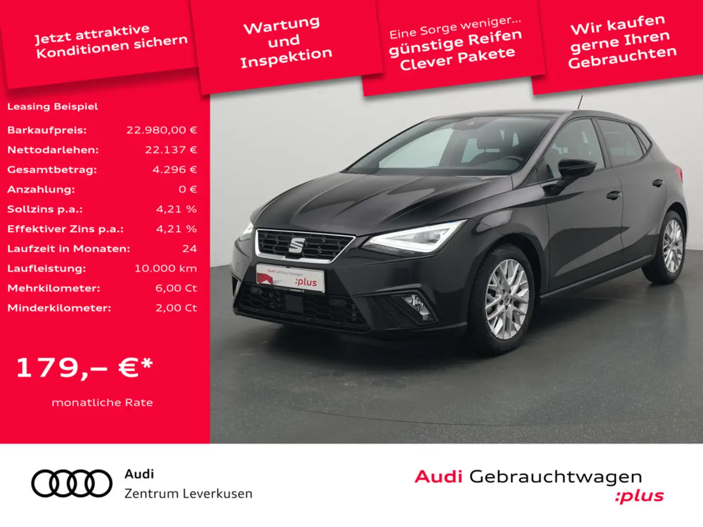 SEAT Ibiza TSI FR DSG NAVI VIRT KAM SPORTSITZE SHZ Schwarz - 1