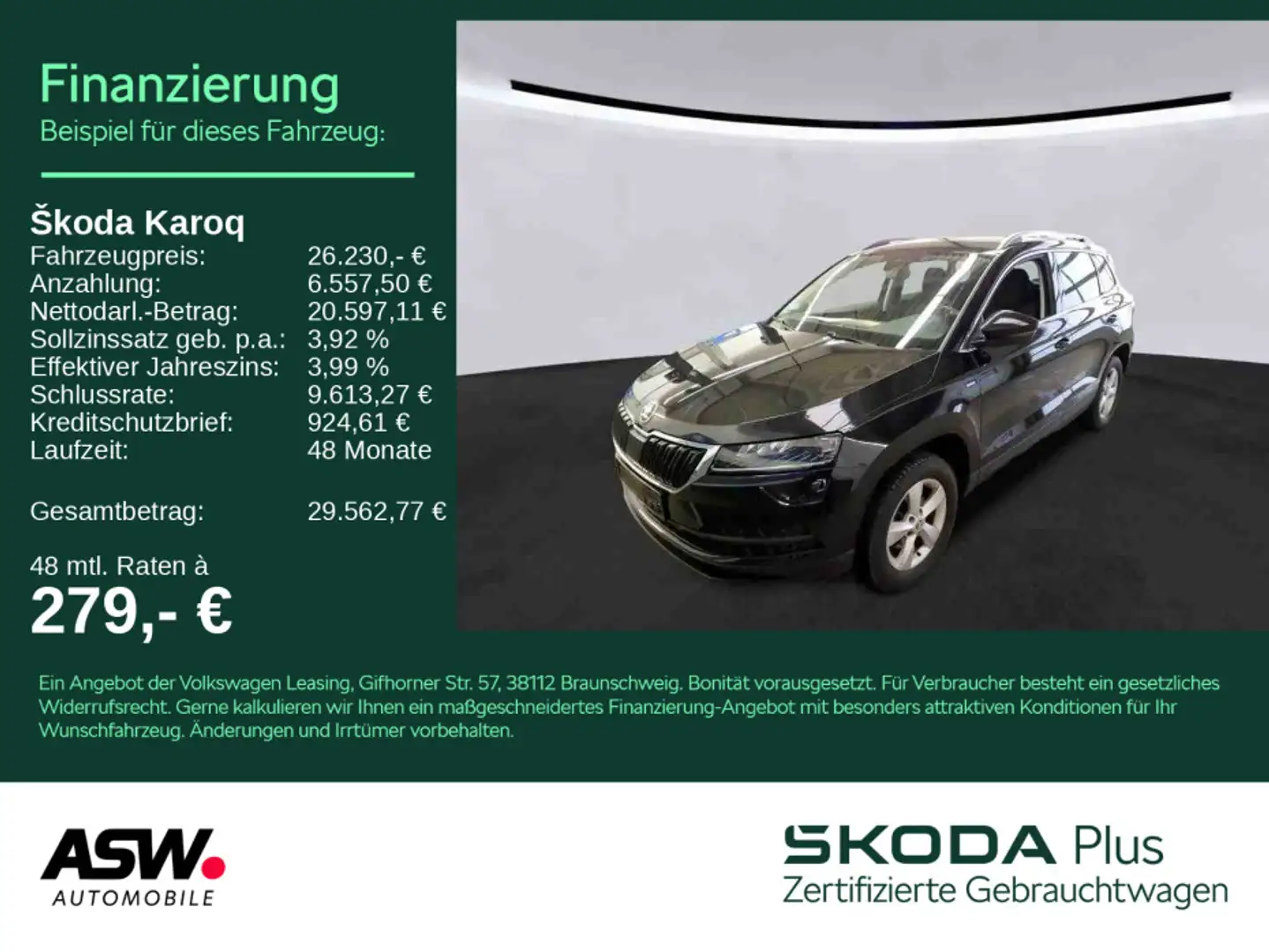 Skoda Karoq Clever 1,5 TSI DSG AHK Pano RFK ACC NAVI Schwarz - 1