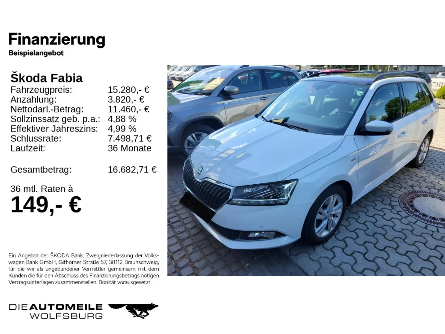 Skoda Fabia 3 III Combi 1.0 TSI Ambition Rückfahrkam/E Weiß - 2