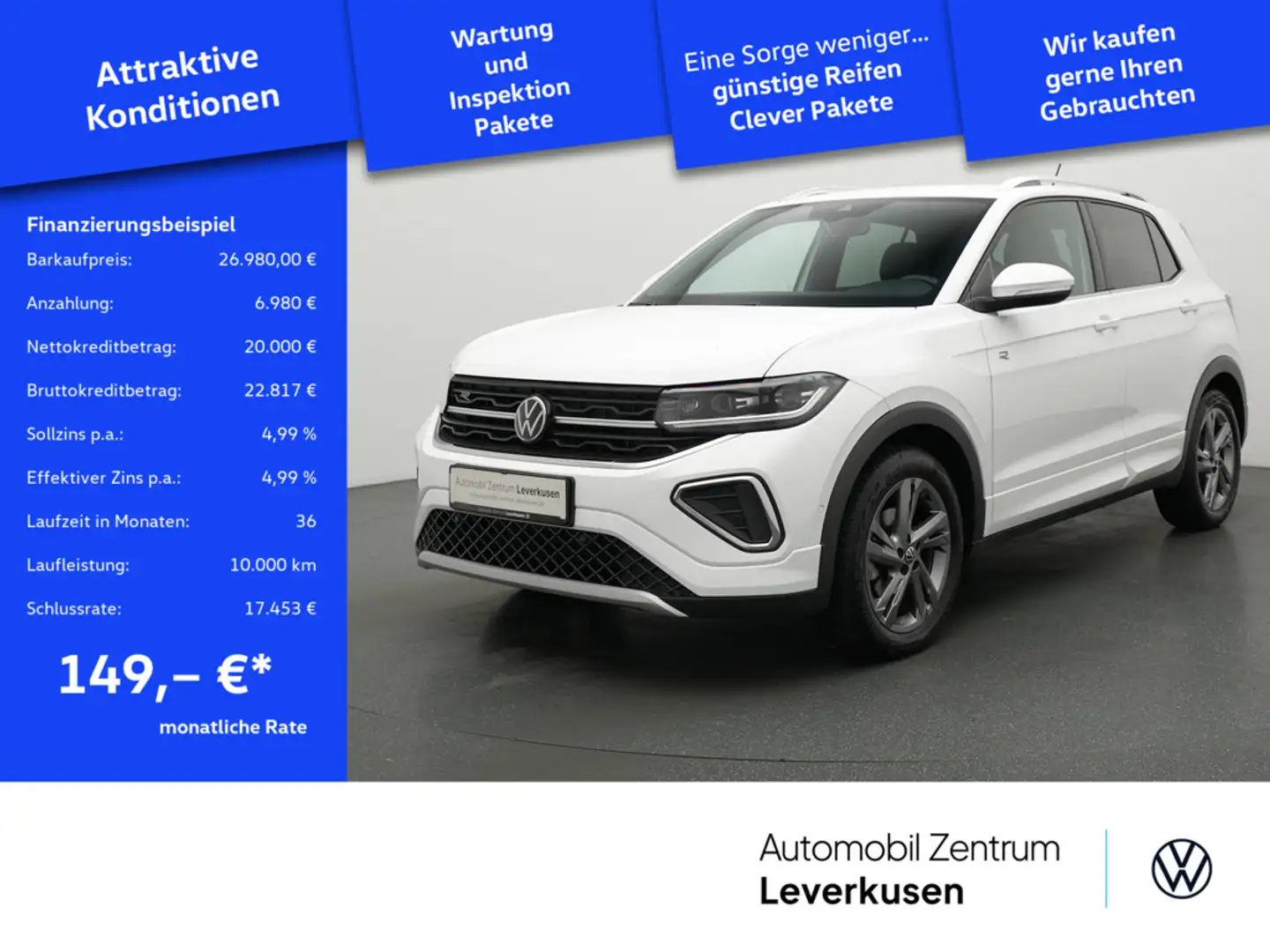 Volkswagen T-Cross R-Line DSG MATRIX NAVI VIRT AHK ACC K Weiß - 1