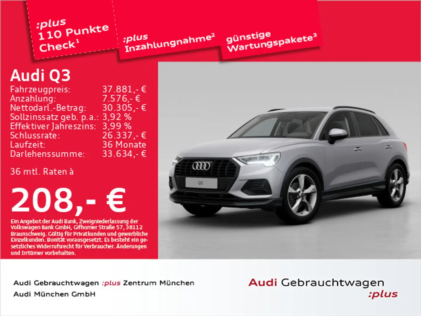 Audi Q3 35 TFSI advanced AHK/Virtual+/StdHzg Silber - 1