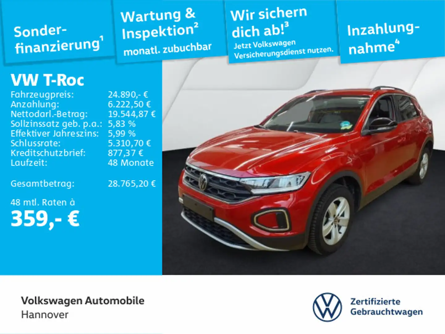 Volkswagen T-Roc 2.0 TDI Life Goal Navi LED Kamera Digcockp Rot - 1