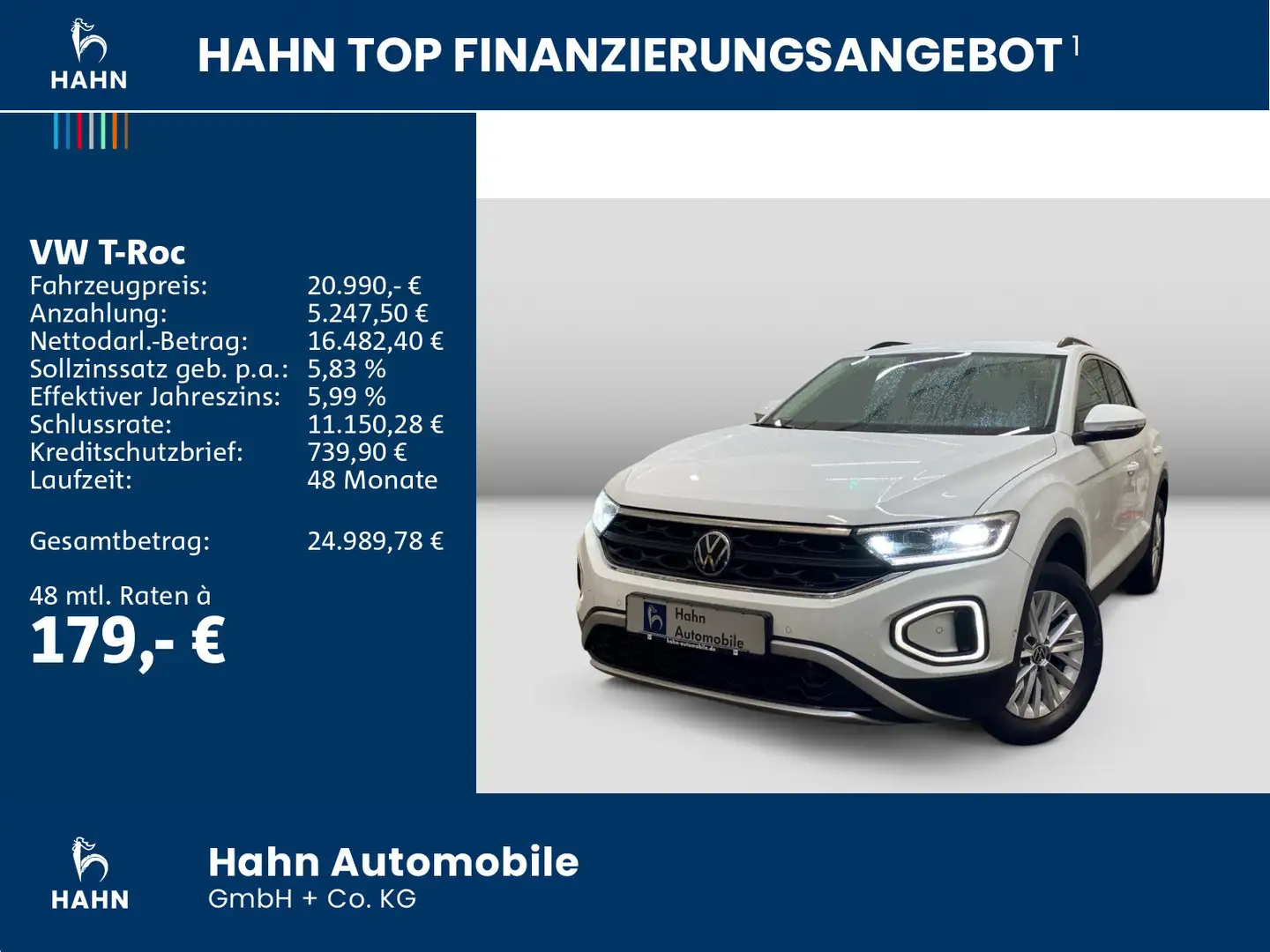 Volkswagen T-Roc 2.0 TDI Life AHK ACC LED Klima Bluetooth Weiß - 2