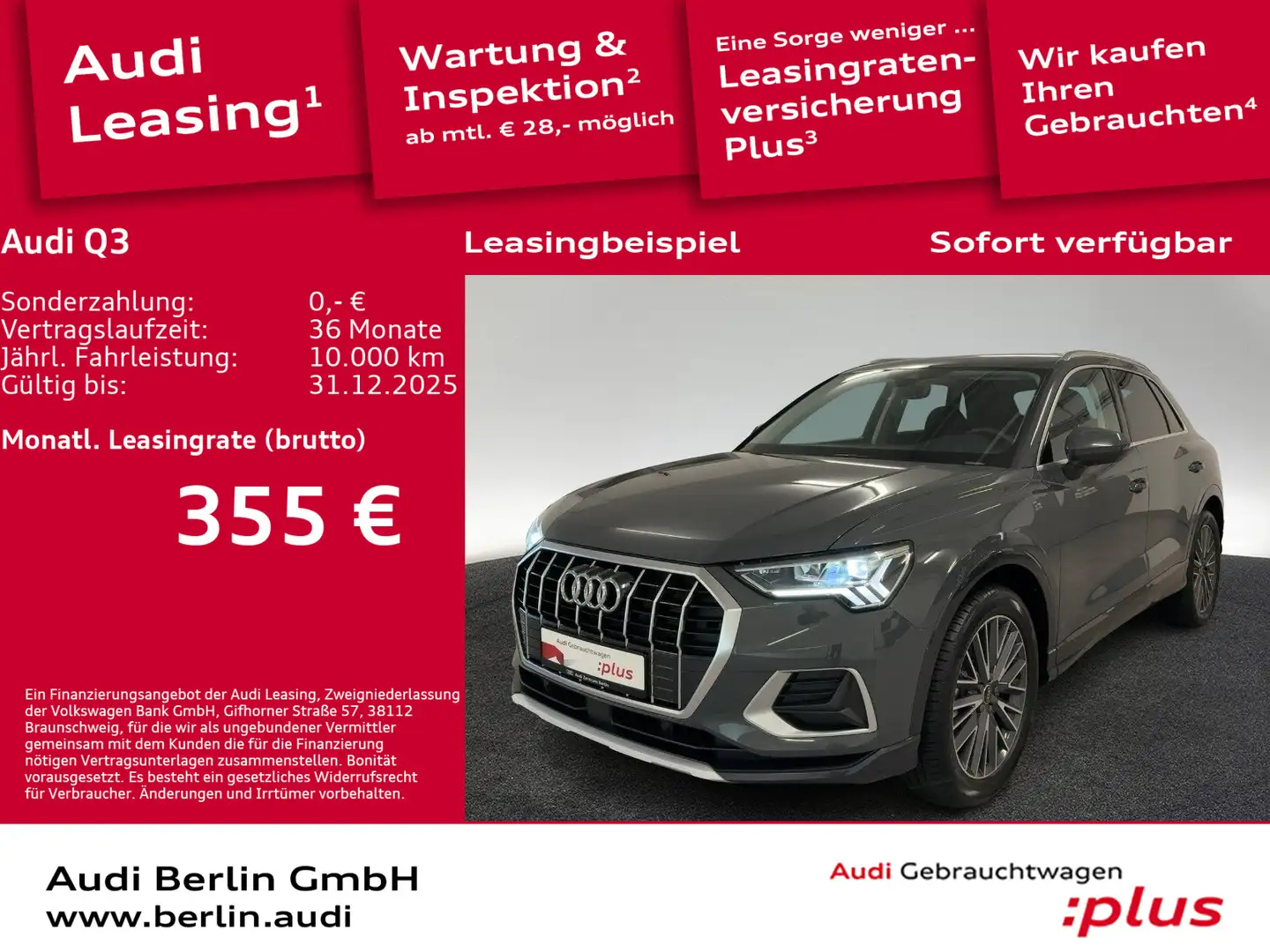 Audi Q3 advanced 35 TFSI S tr. AHK LED PDC NAVI Grau - 1