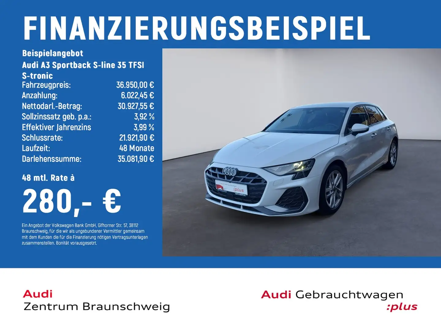 Audi A3 Sportback S-line 35 TFSI S-tronic HuD+SHZ+KLIMA Weiß - 2