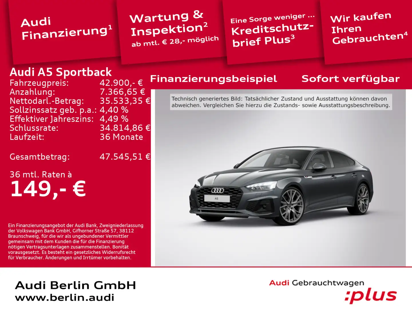 Audi A5 S line business 35 TFSI S tr. Grau - 1