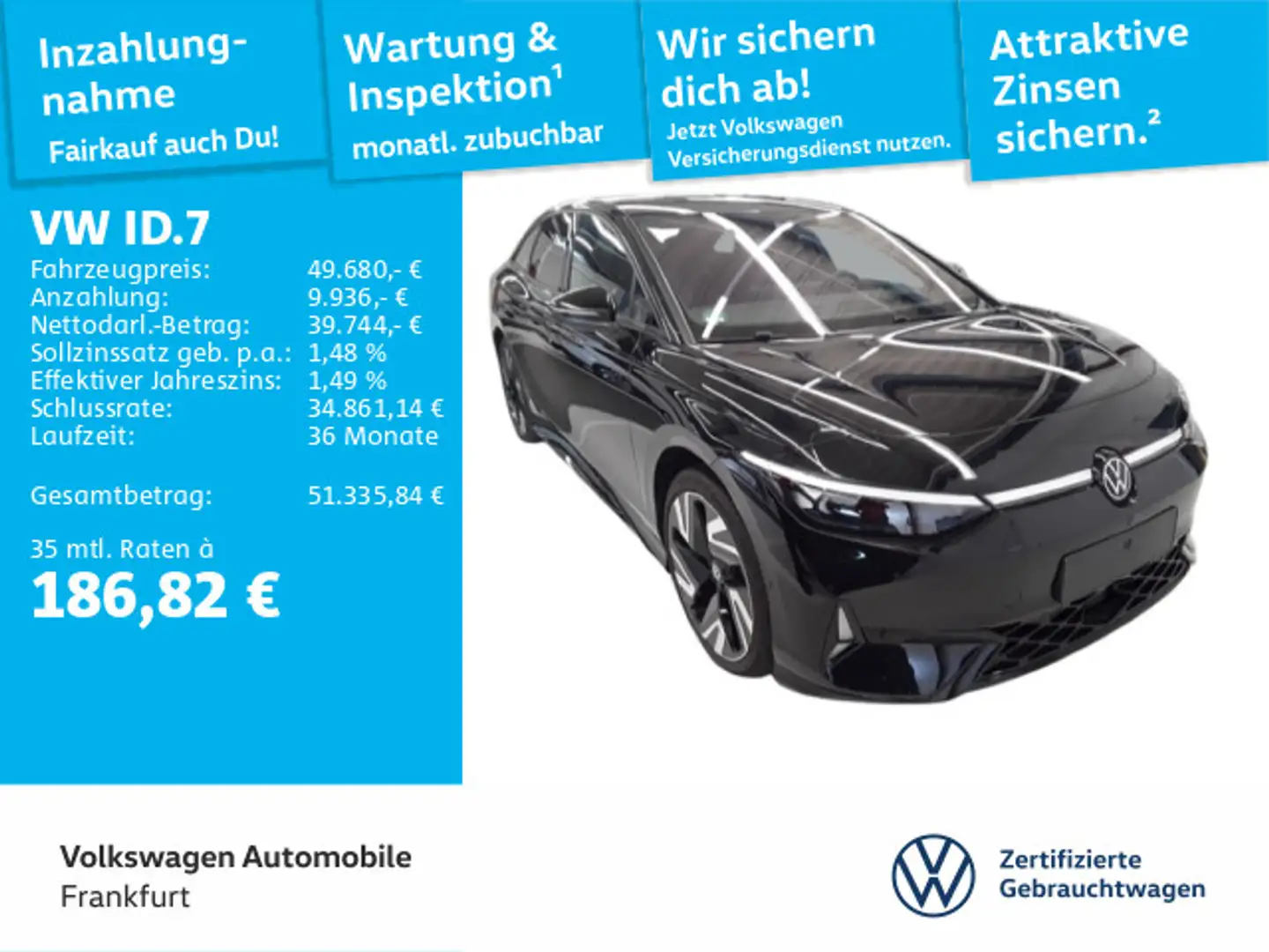 Volkswagen ID.7 GTX 4Motion Navi AHK IQ.LIGHT - LED-Matrix- Schwarz - 1