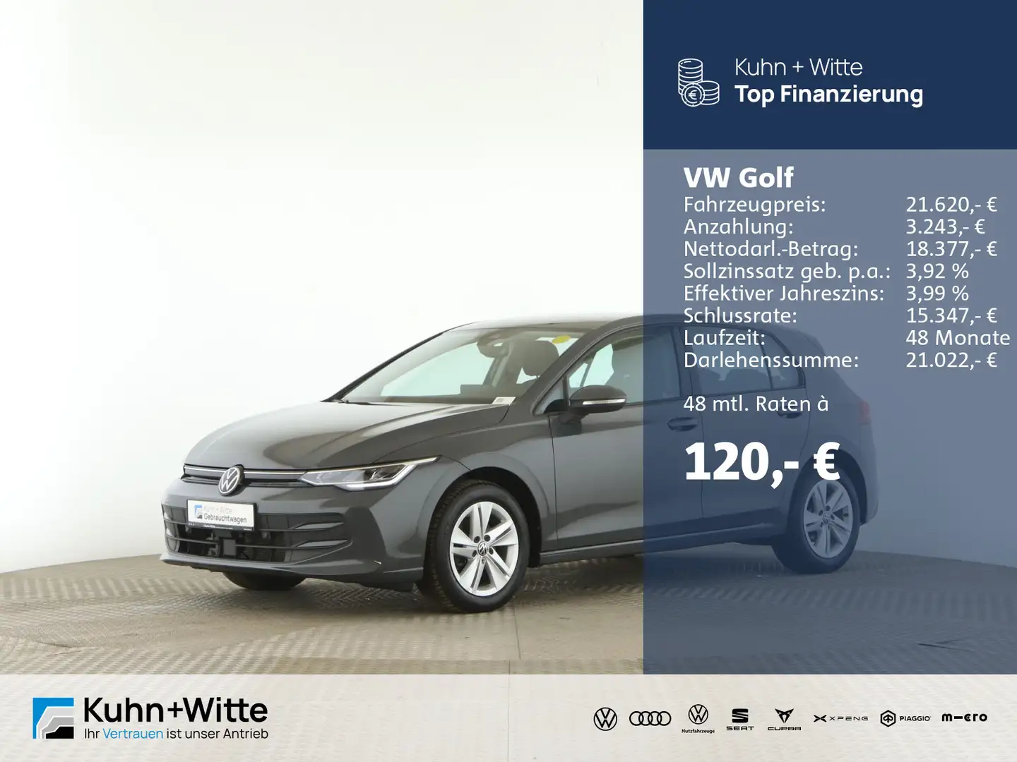 Volkswagen Golf VIII 1.5 TSI Life *AHK*ACC*PDC*Navi*AppleCa Grijs - 1