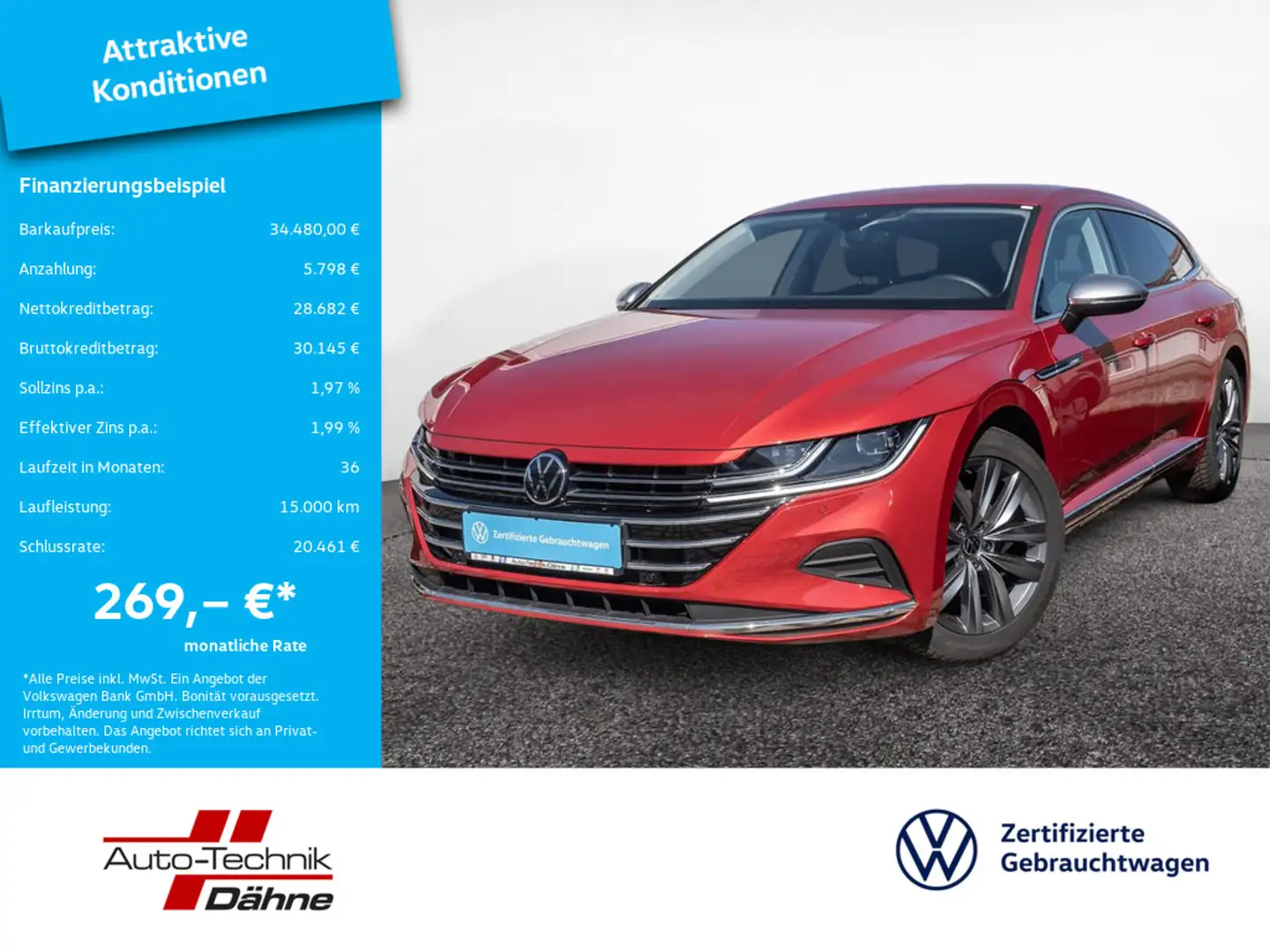 Volkswagen Arteon SB 2.0 TDI Elegance NAVI AHK ACC LED Rot - 1