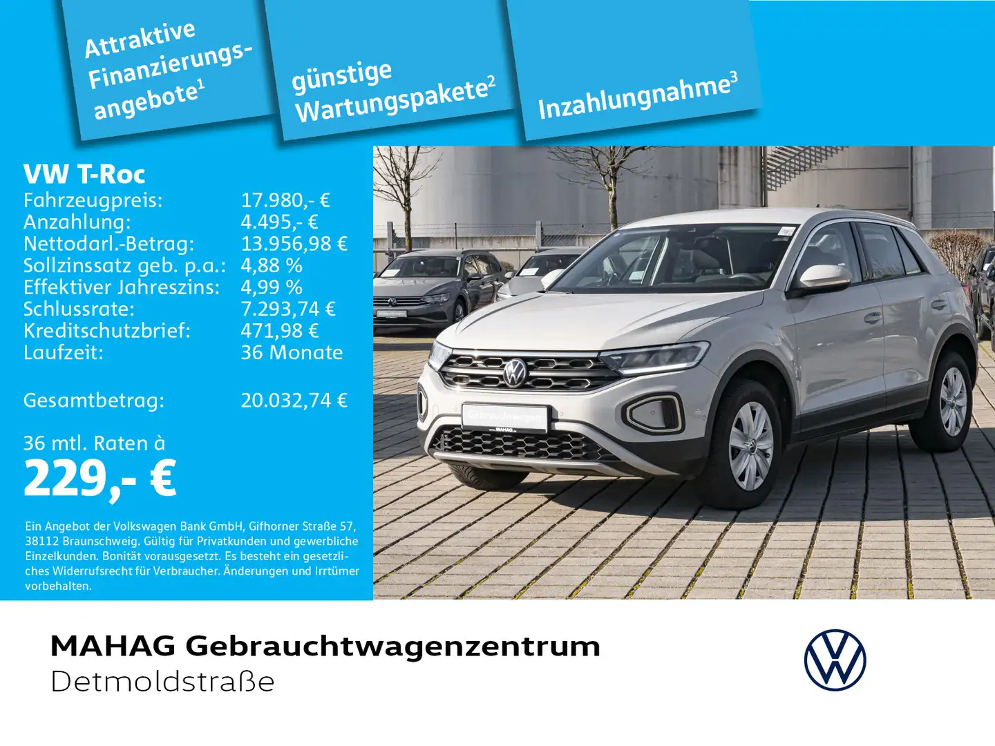 Volkswagen T-Roc T-ROC 1.0 TSI LED ParkAssist Bluetooth 6-Gang Grau - 1