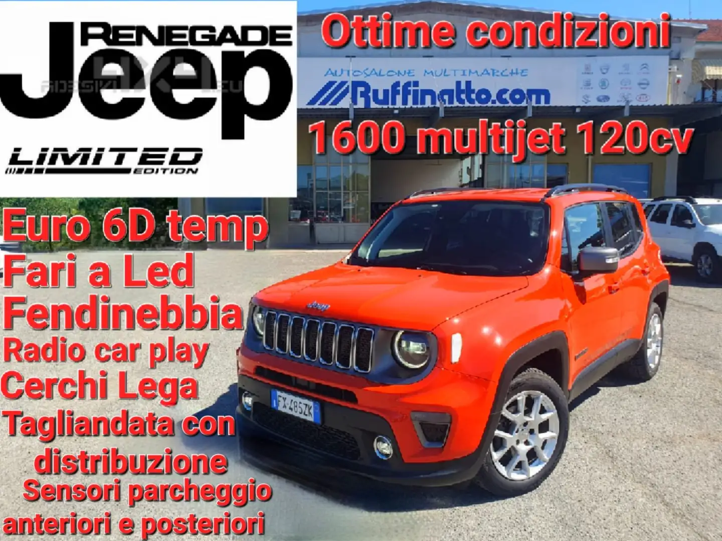 Jeep Renegade Renegade 2019 1.6 mjt Limited 2wd 120cv Arancione - 1